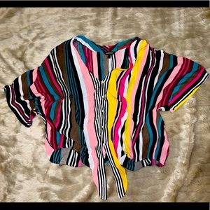 Express XL Colorful stripped short sleeved blouse